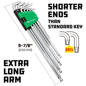 9 Piece Stubby Long Arm Torx Key Wrench Set