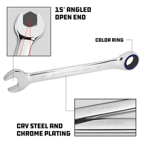 7 Piece SAE 100 Tooth Ratcheting Wrench Set