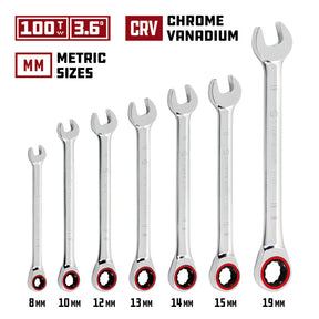 7 Piece Metric 100 Tooth Ratcheting Wrench Set
