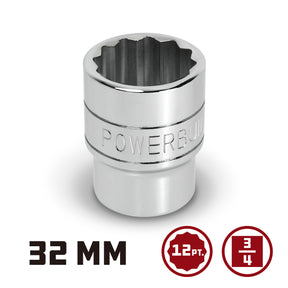 3/4 Inch Drive x 32 MM 12 Point Shallow Socket
