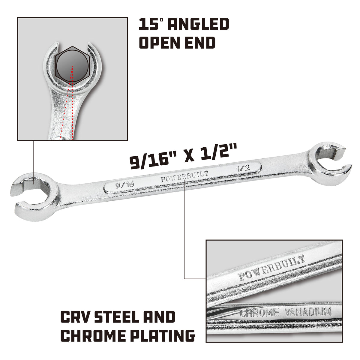 1/2 x 9/16 Inch SAE Flare Nut Wrench