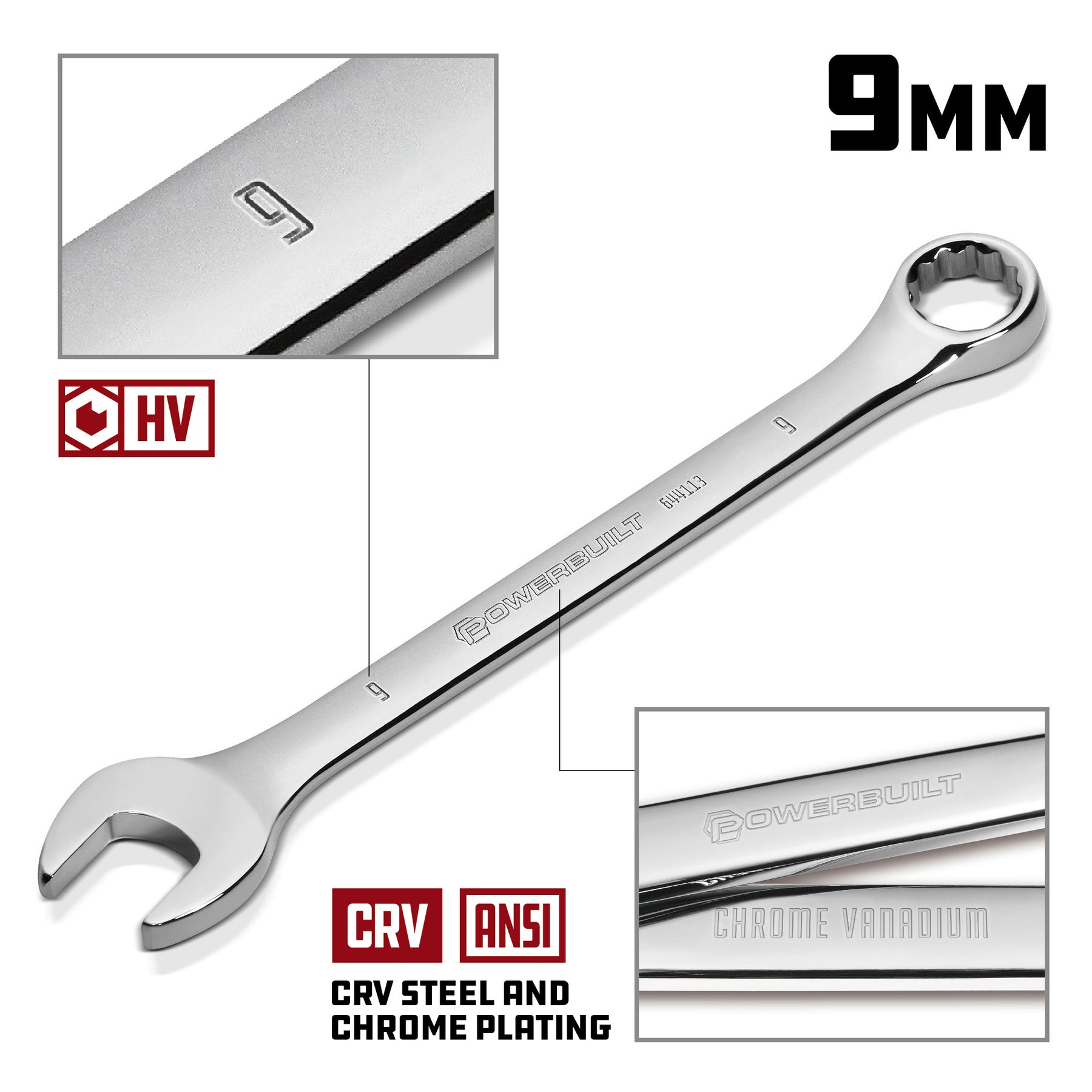 9 MM Fully Polished Metric Combination Wrench