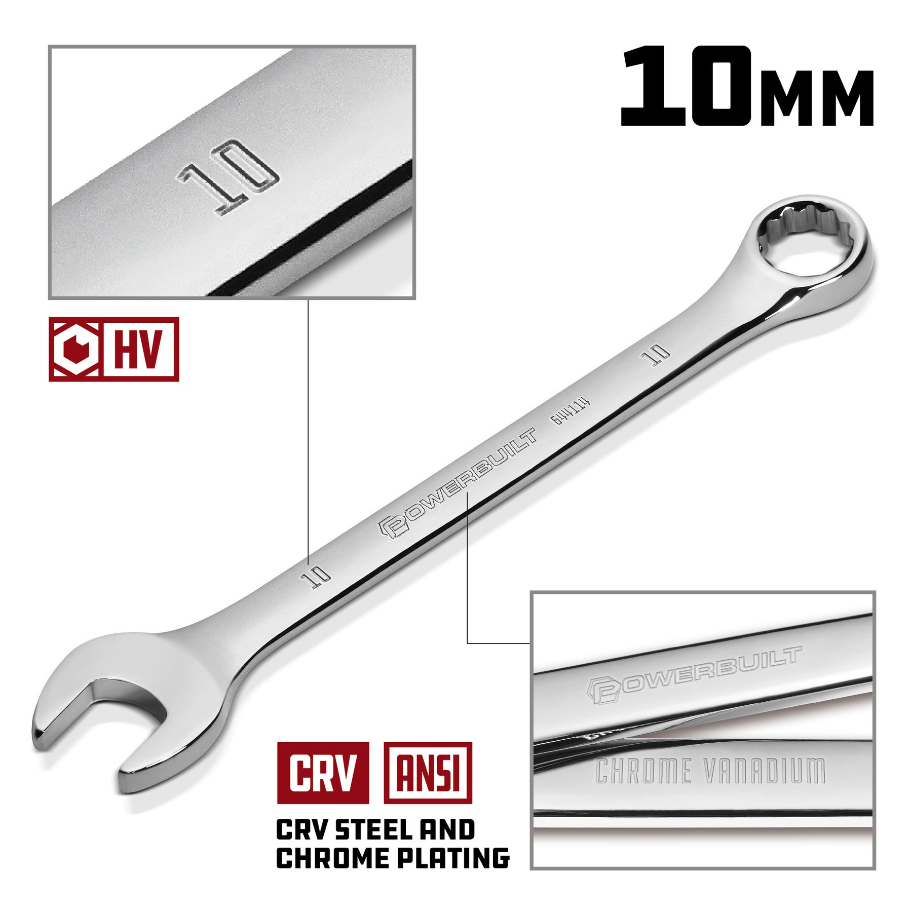 10 MM Fully Polished Metric Combination Wrench