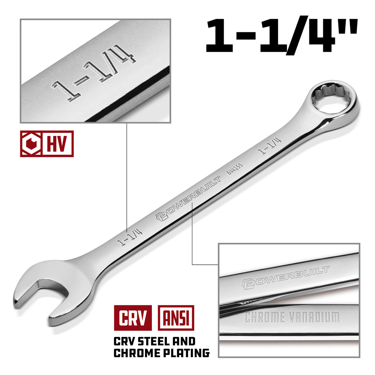 1-1/4 Inch Fully Polished SAE Combination Wrench