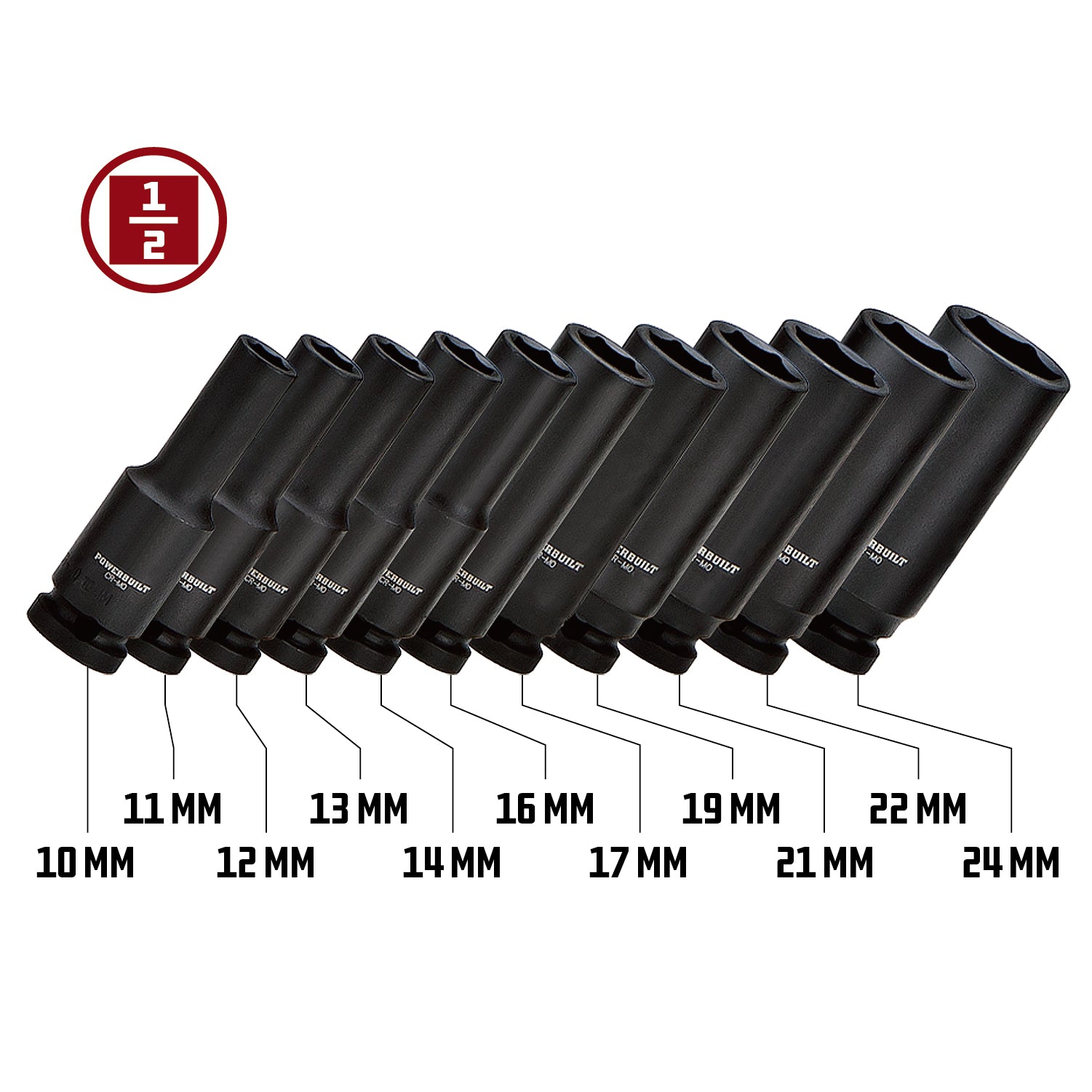 thumbnail image 2 of Infinity 11pc 1" Drive Deep Jumbo Impact Socket Set Metric 22-50mm Cr-MO W/ Metal Case 2 of 6