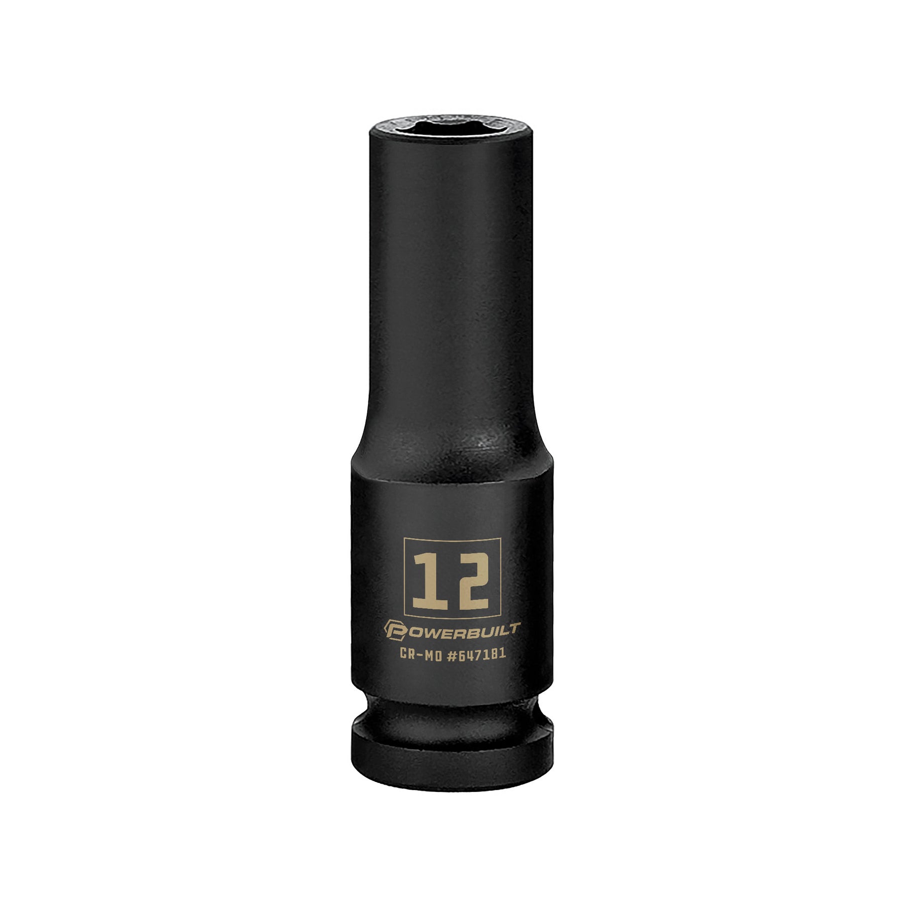 Powerbuilt 1/2” Drive 12mm Deep Impact Socket – 6 Point, Chrome Moly, 647181