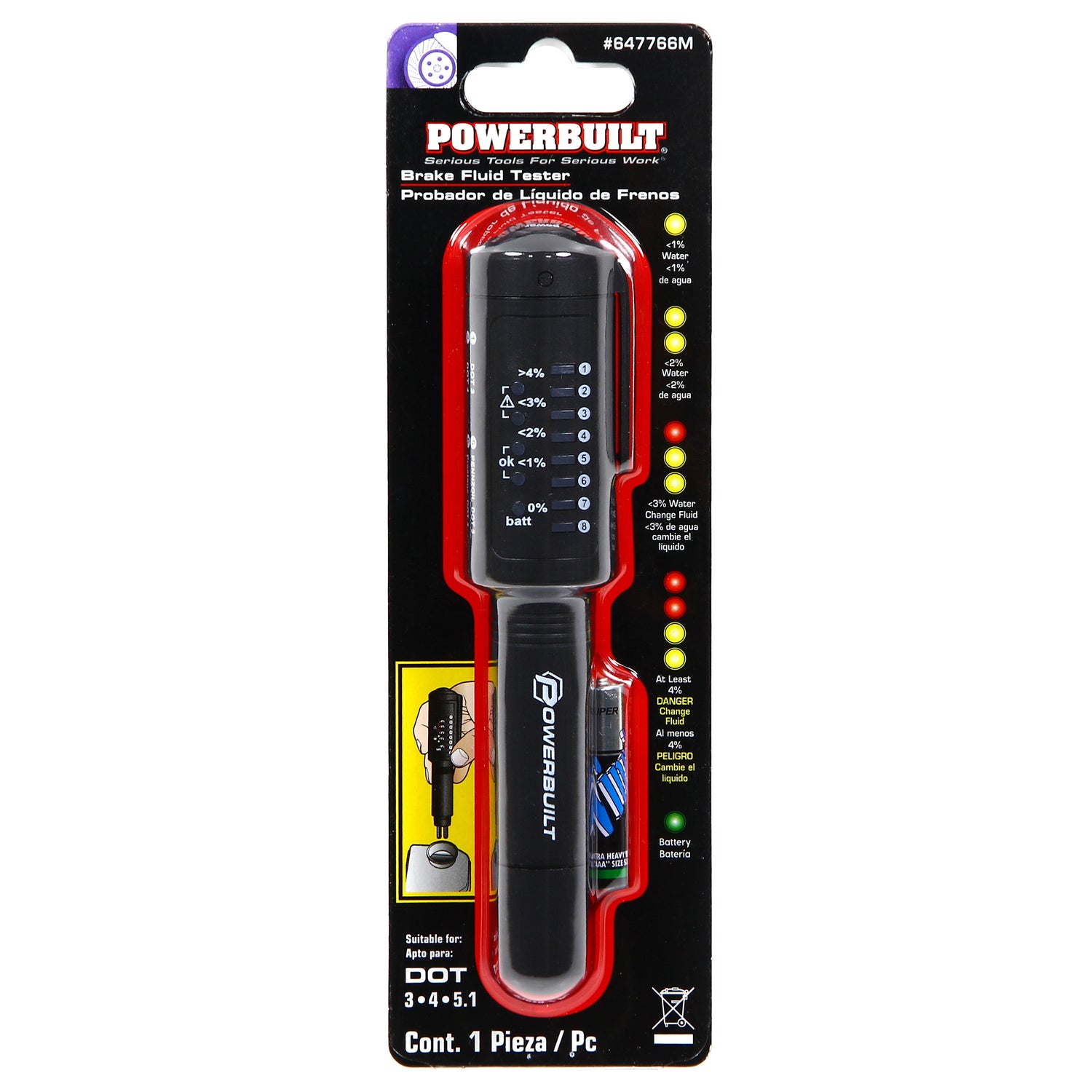 Universal Brake Fluid Tester Pen with LED Indicator
