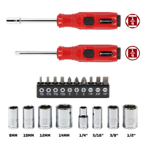 20 Piece 1/4 in. Drive Impact Bit Driver and Nut Driver Set