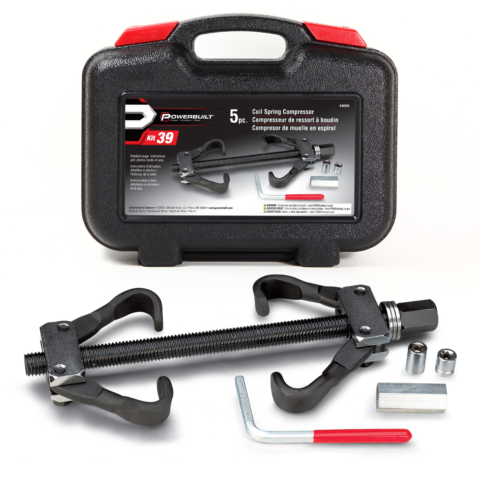 Coil Spring Compressor Tool Kit - 5 Piece - Straight or Curve