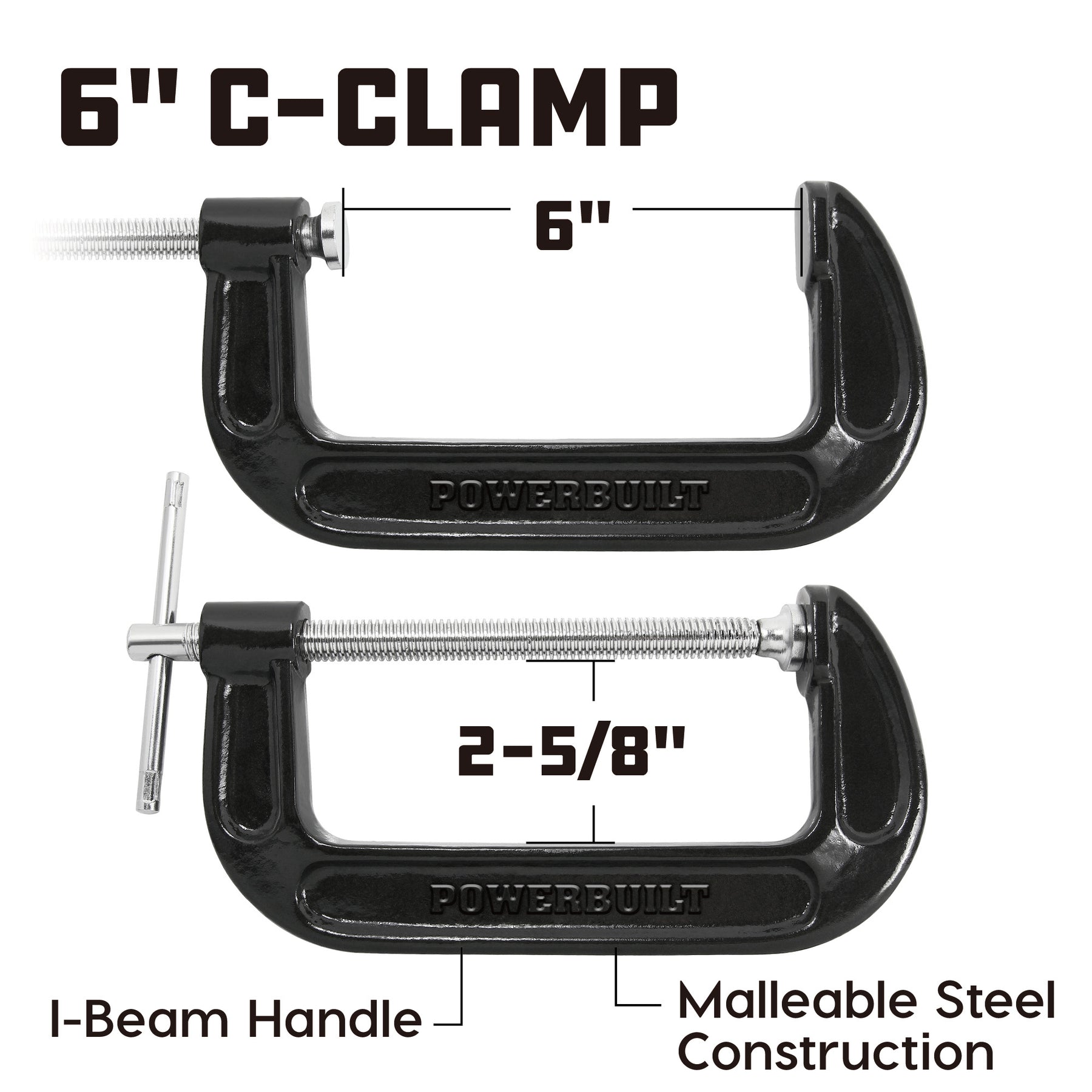 6 Inch C-Clamp - Malleable Iron