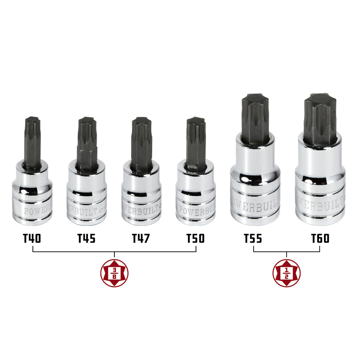 6 Piece 3/8 in. Dr. Torx Bit Socket Set