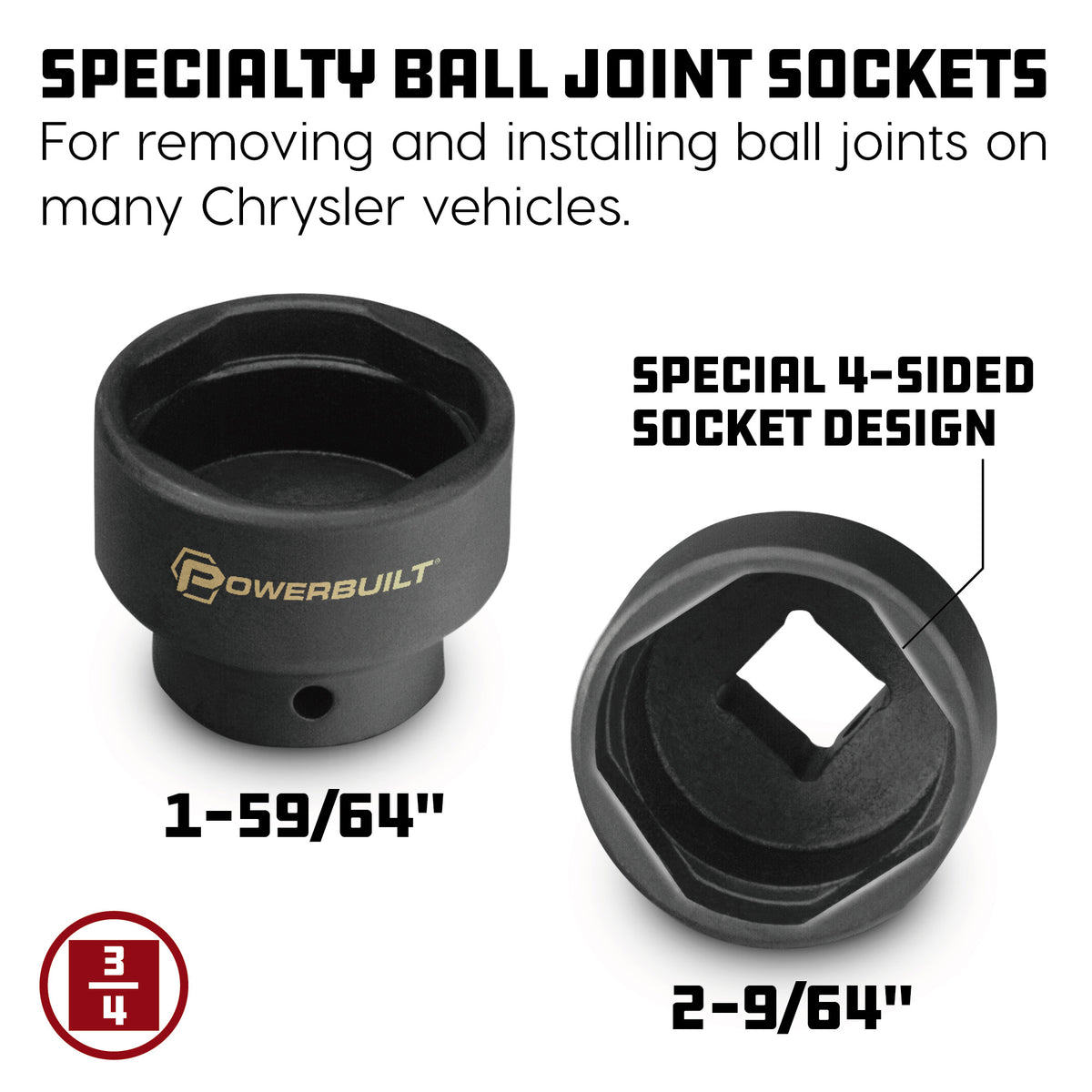 2 Piece Chrysler Ball Joint Socket Kit
