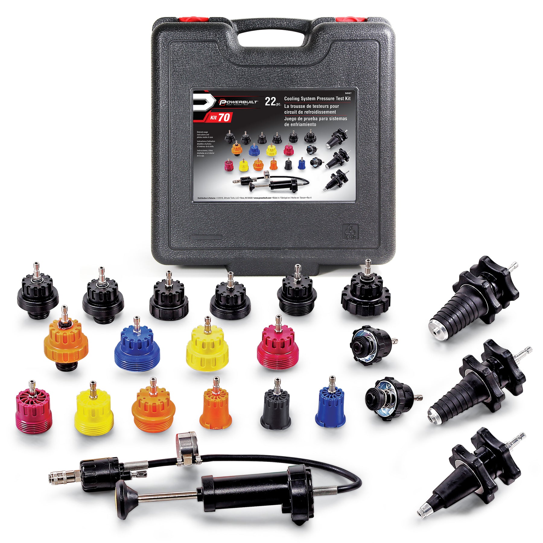 22 Piece Cooling System Pressure Tool Kit - Service and Leak