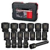 18 Piece 1/2 in. Dr. Metric Impact Socket Set