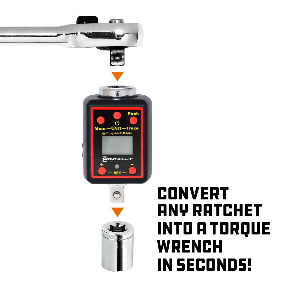 Digital Torque Socket Adapter - 3/8 Inch Drive Ratchet