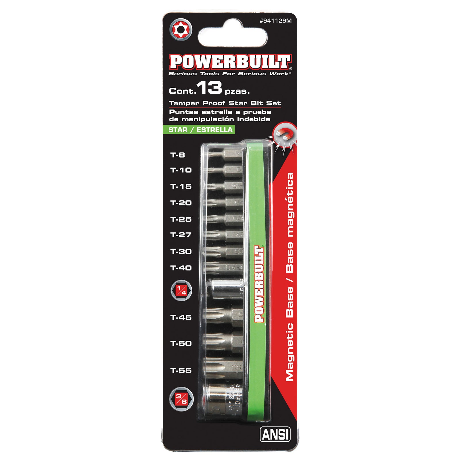 941129 Tamper Proof Star Bit Socket Set with Magnetic Holde
