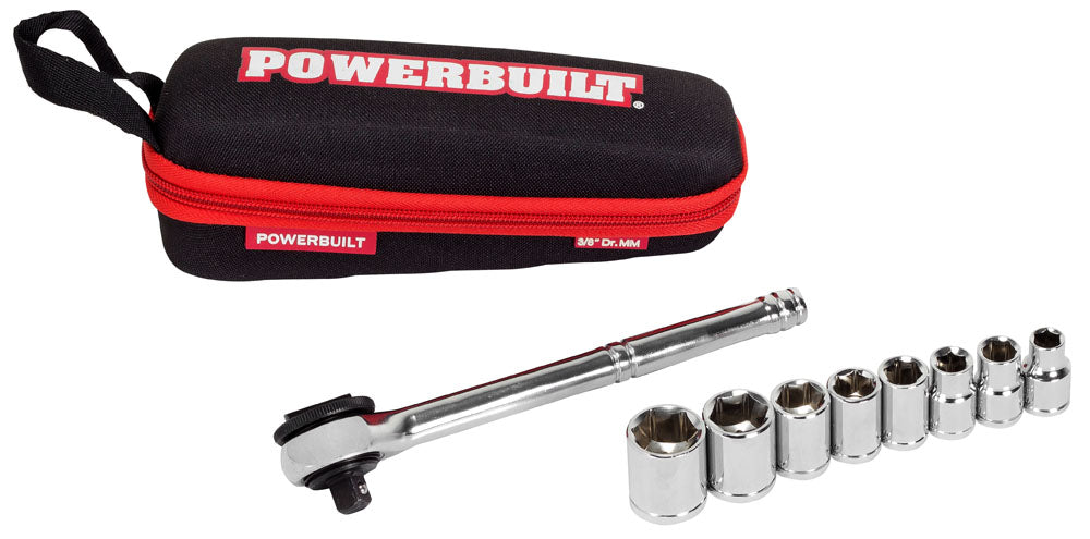 Powerbuilt 11 Piece 3/8-Inch Drive Metric Socket Set with Storage Pouch - 941159