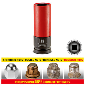 Powerbuilt 19mm Zeon Lug Nut Socket Set for Damaged Lug Nuts - 941434M