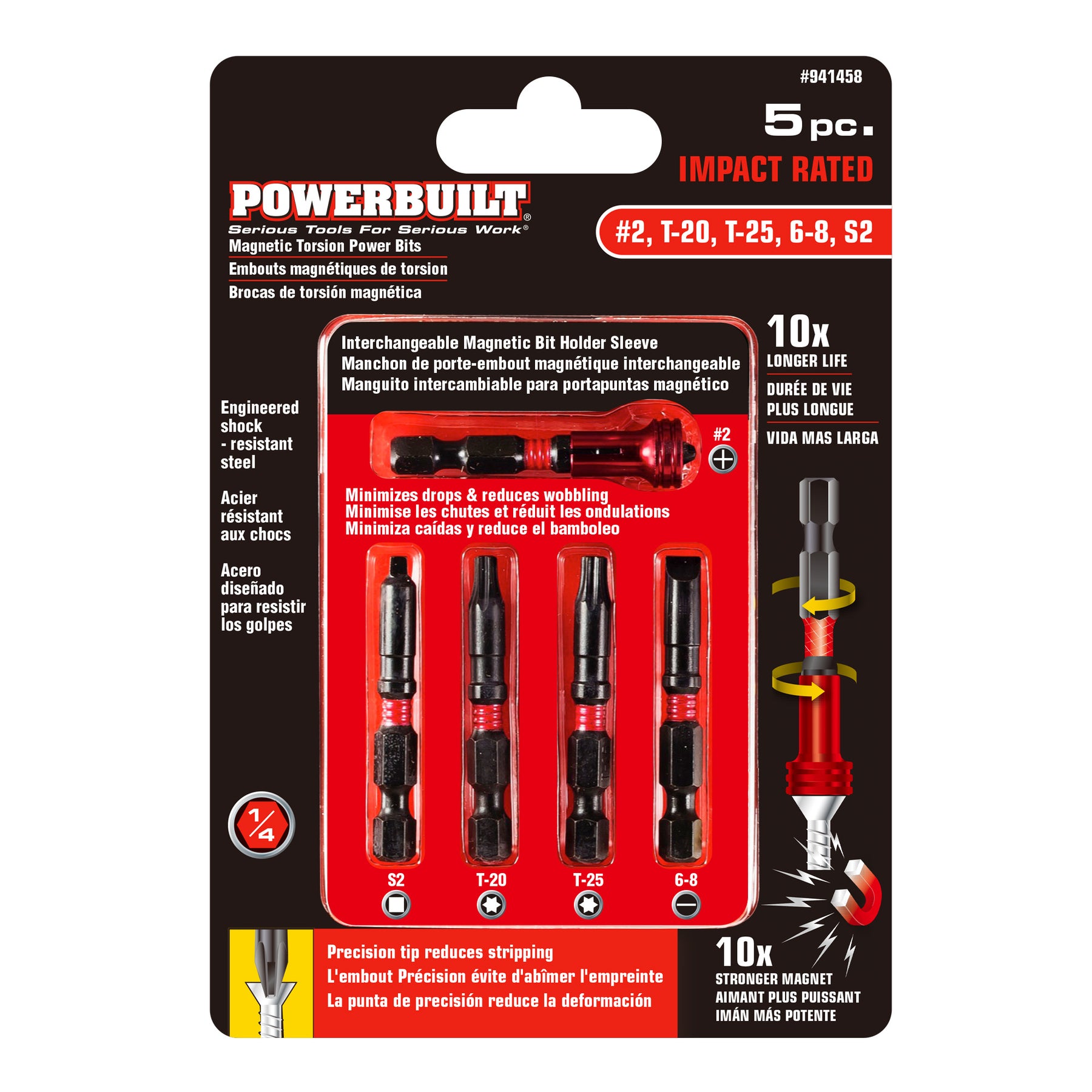 KS Tools 918.3070 Torsionpower Colour Coded Screwdriver Bits, 1/4,  Red/Black, Set of 28 Pieces