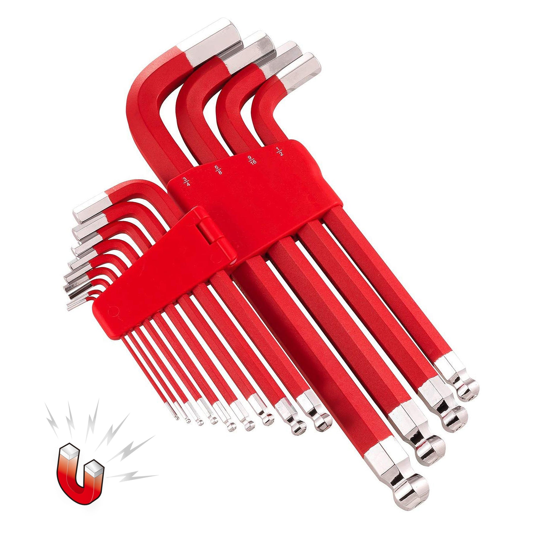 13 Piece SAE Long Arm Magnetic Hex Key Wrench Set