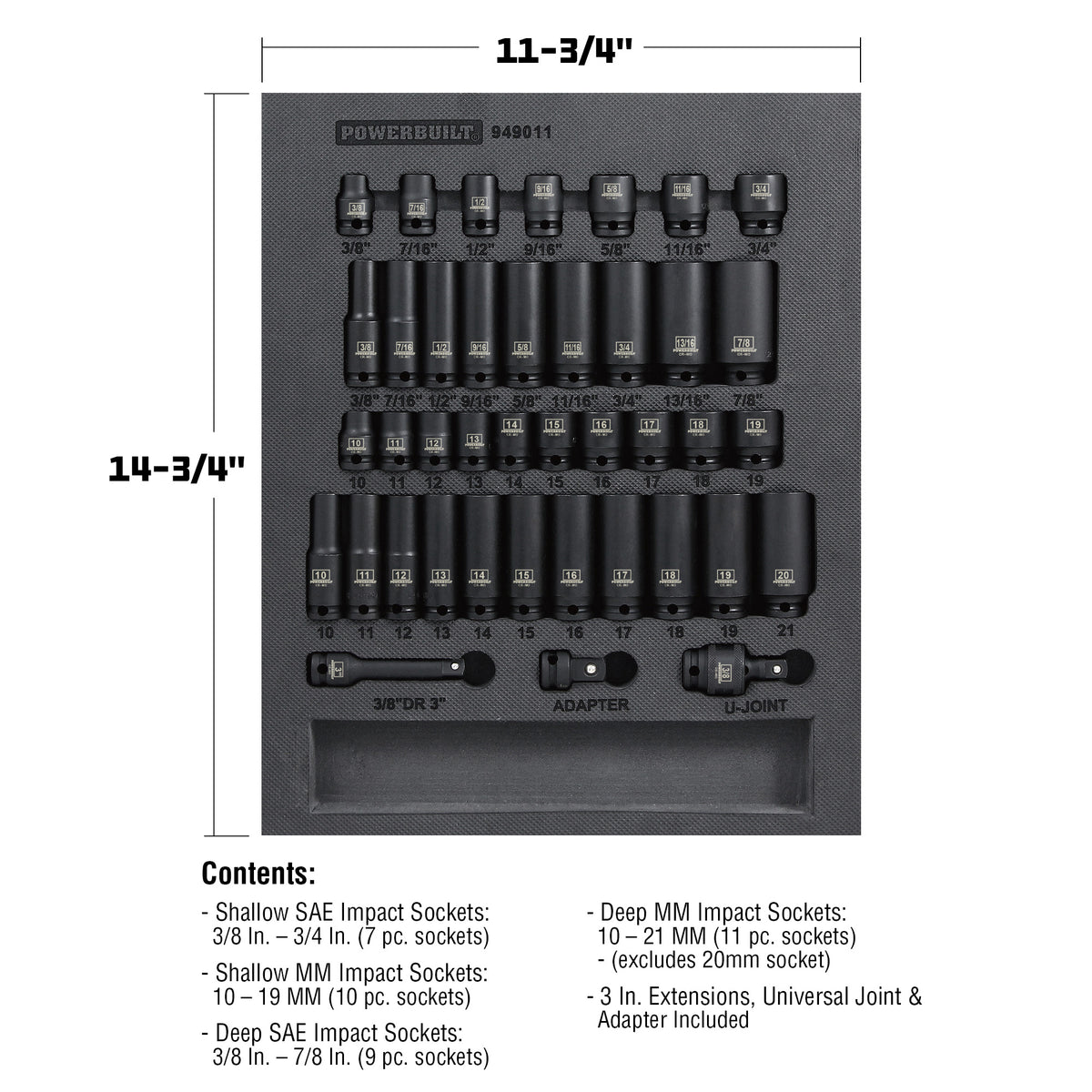 40 Piece Pro Tech 3/8 in. Dr. Impact Socket Set