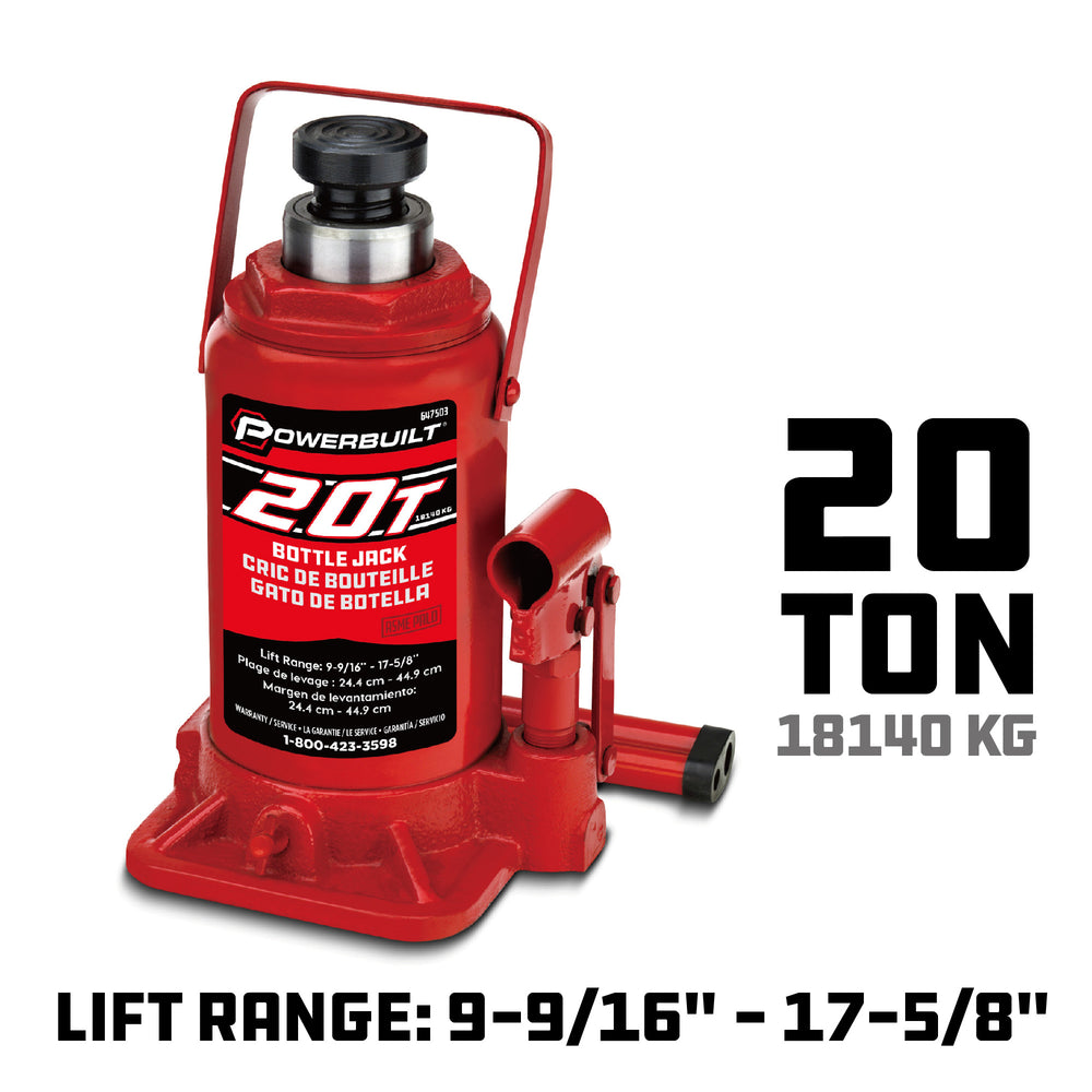 20 Ton Bottle Jack with 911/16 inch to 175/8 inch lifting
