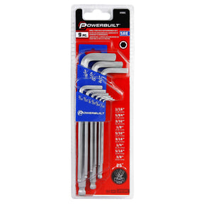 9 Piece SAE Long Arm Hex Key Wrench Set