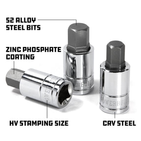 3 Piece 1/2 in. Dr. Metric Hex Bit Socket Set