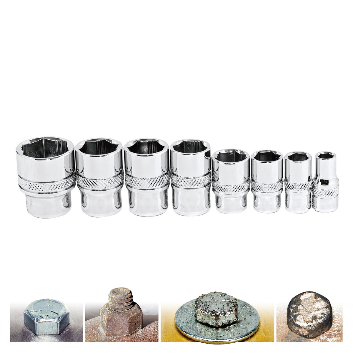 thumbnail image 2 of Powerbuilt Zeon 8-Piece SAE Hex Bit Socket Set For Damaged Bolts – 240093 2 of 4